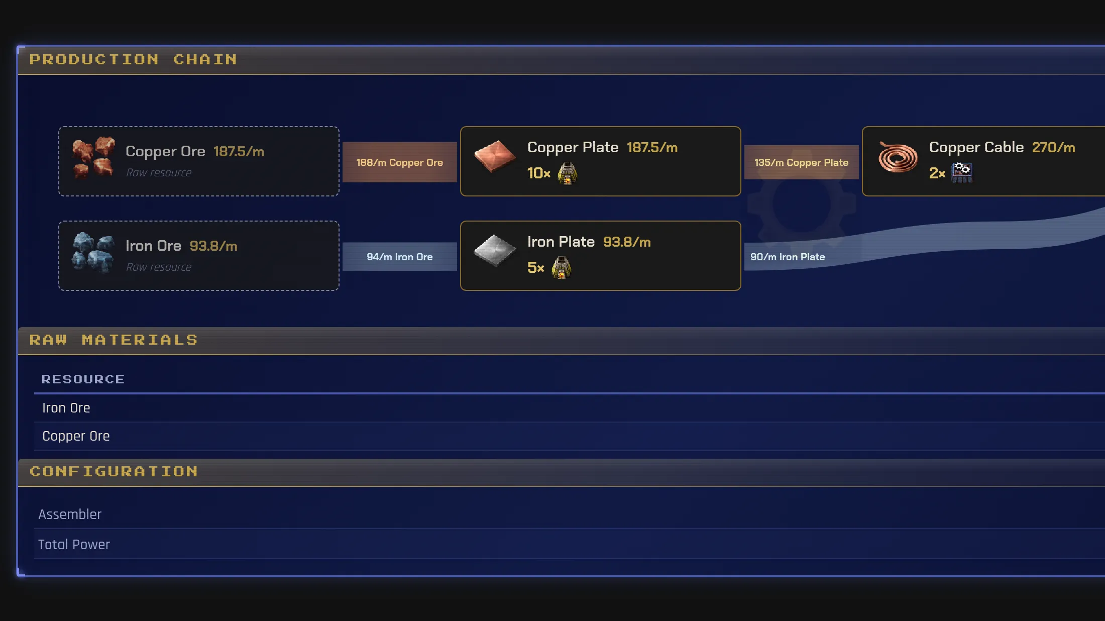 Production ratio calculator for electronic circuits -- machine counts by tier with belt requirements, computed from the game's recipe data